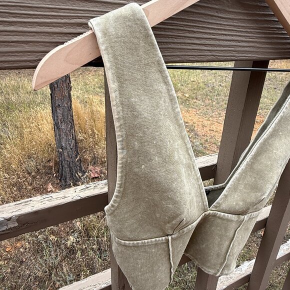 NWOT Zara Washed Effect Interlock Khaki Cropped Tank - Picture 5 of 10